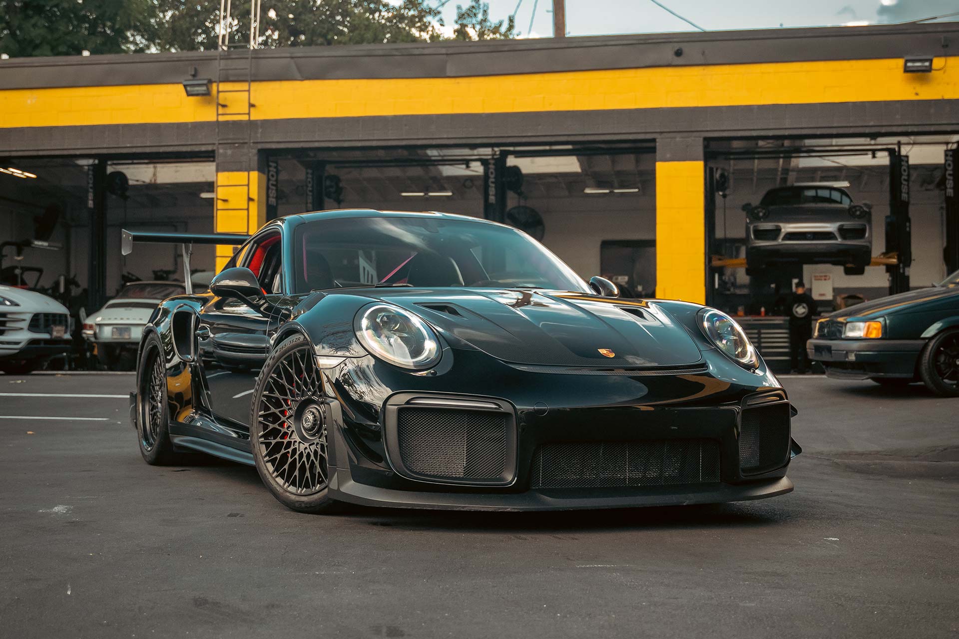 black porsche 911 gt2 rs at house auto encino