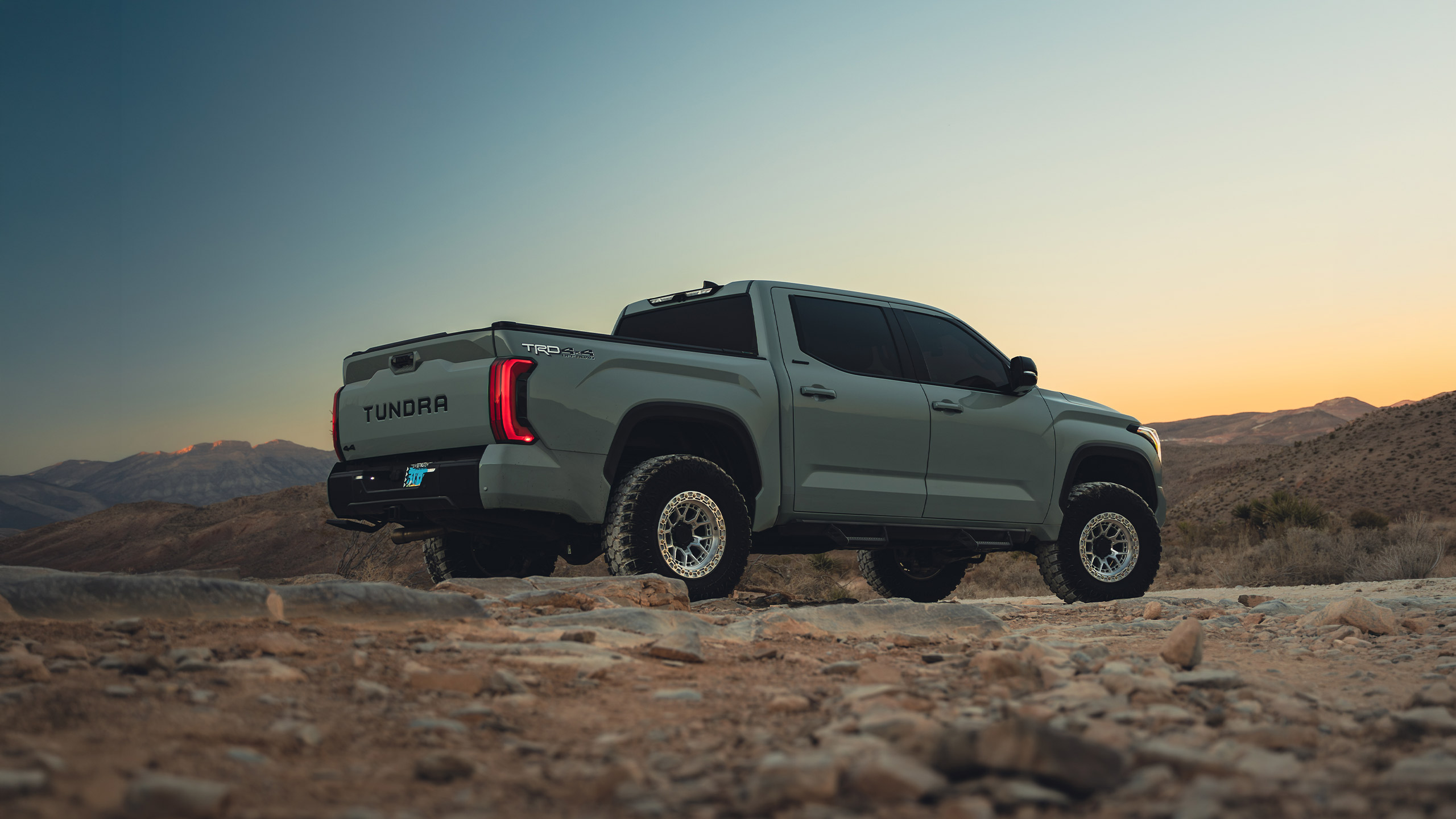 lunar rock toyota tundra at sunset