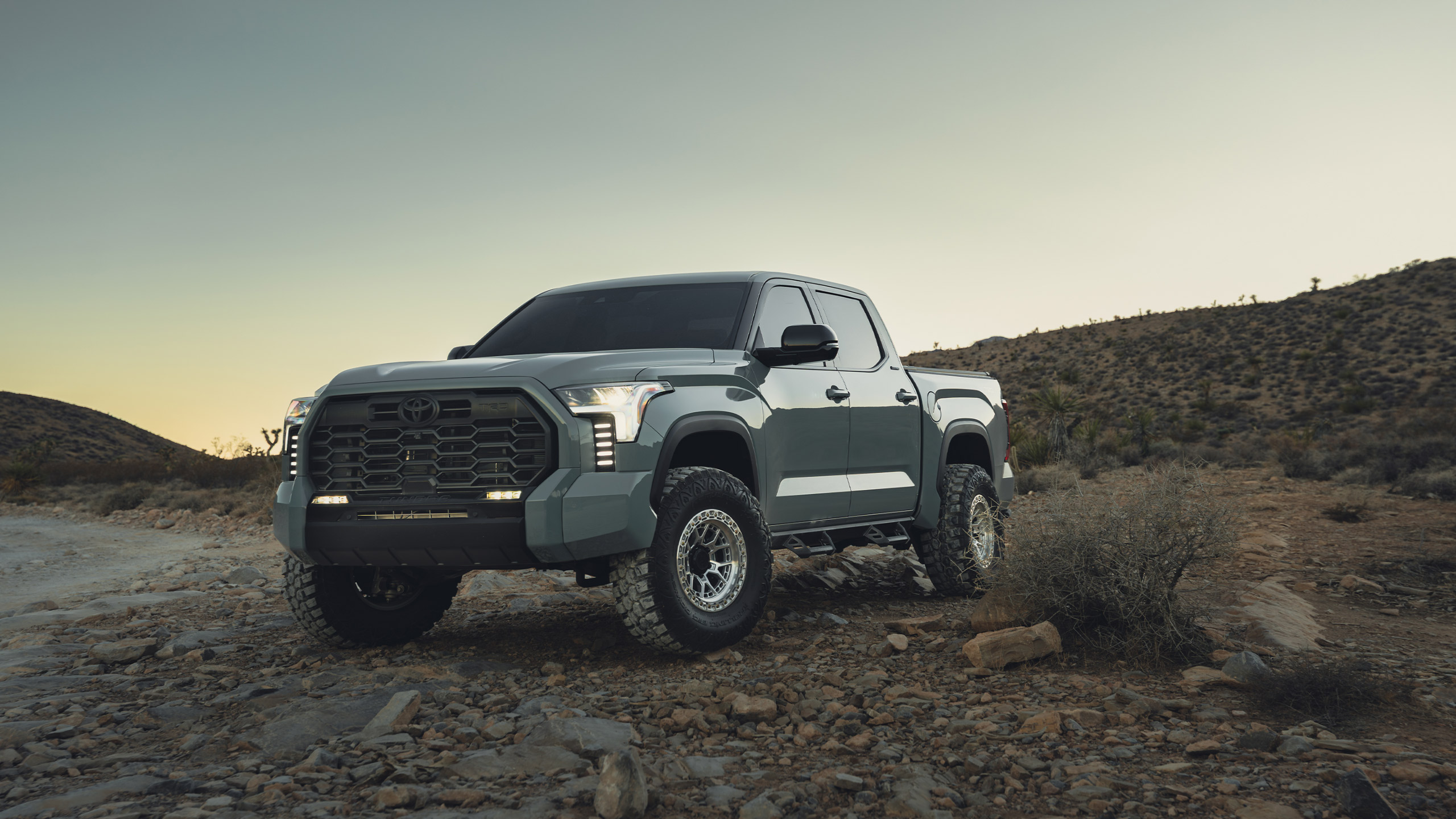 lunar rock toyota tundra at sunset