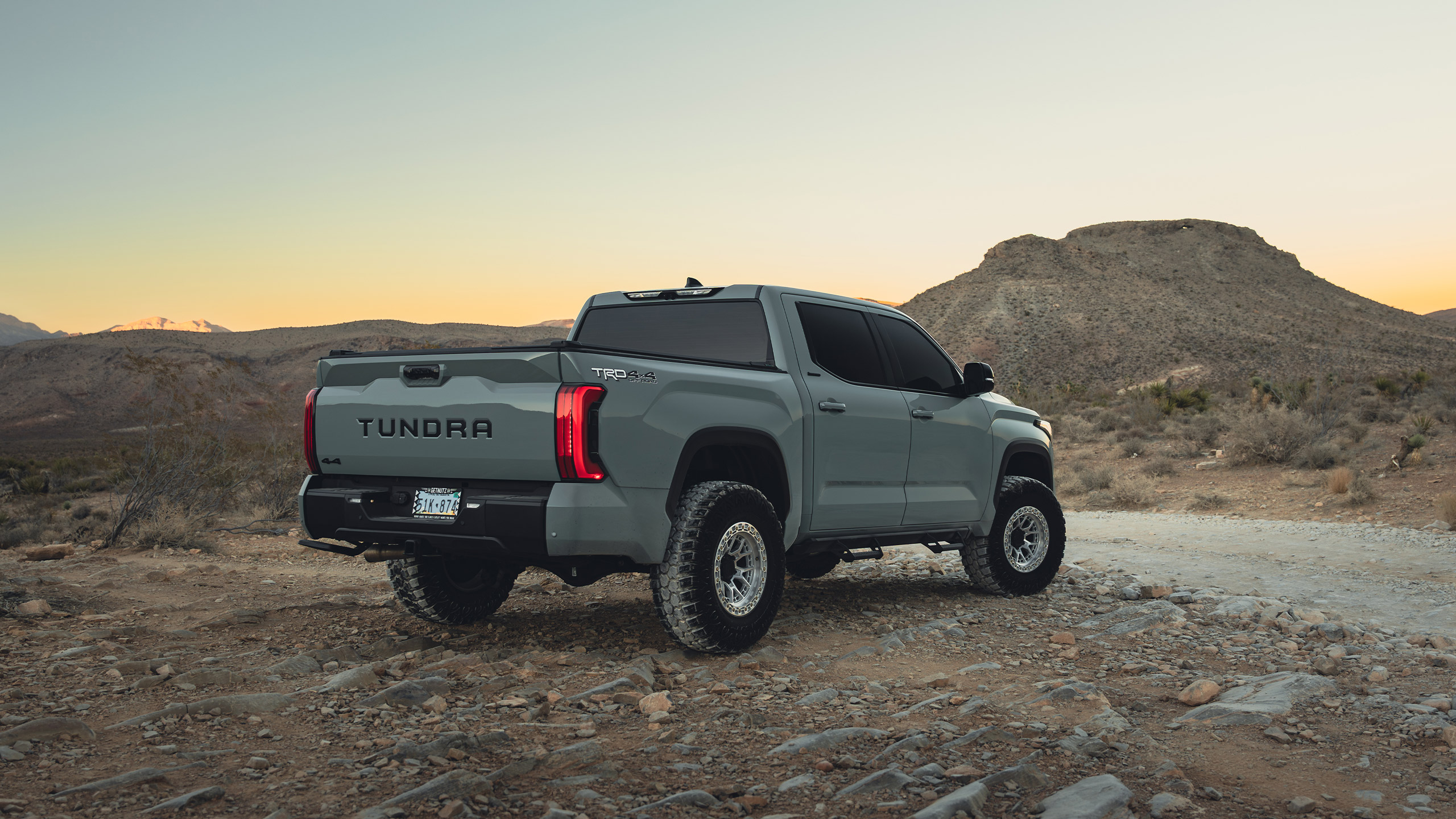 lunar rock toyota tundra at sunset