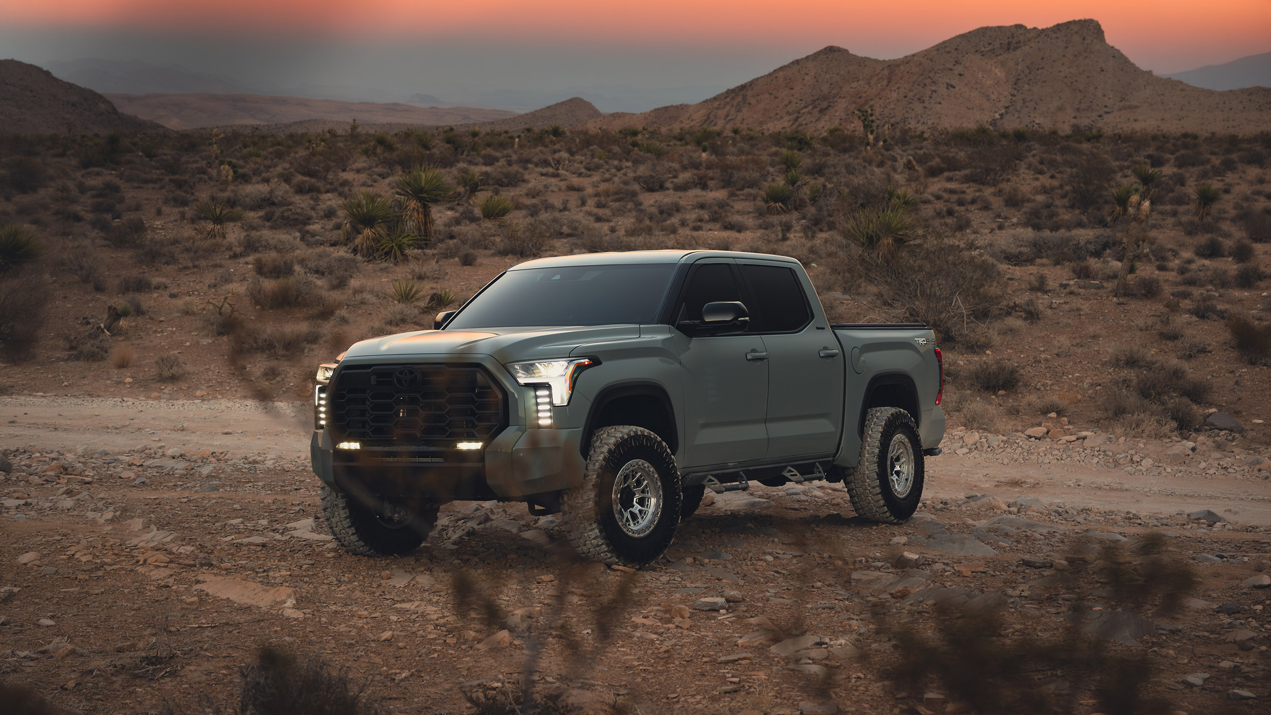 lunar rock toyota tundra at sunset