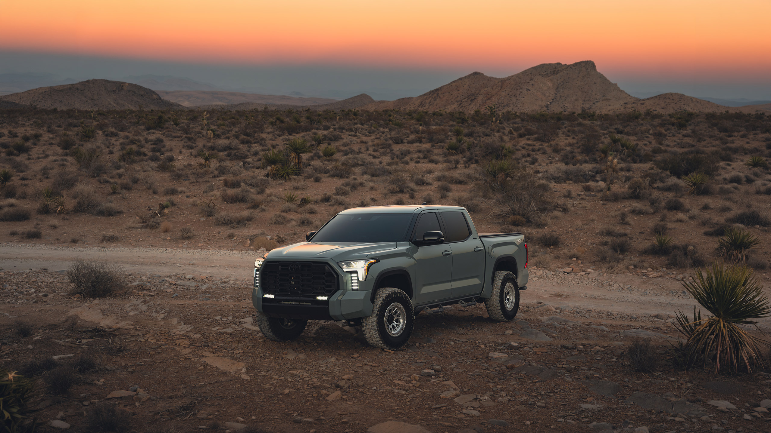 lunar rock toyota tundra at sunset