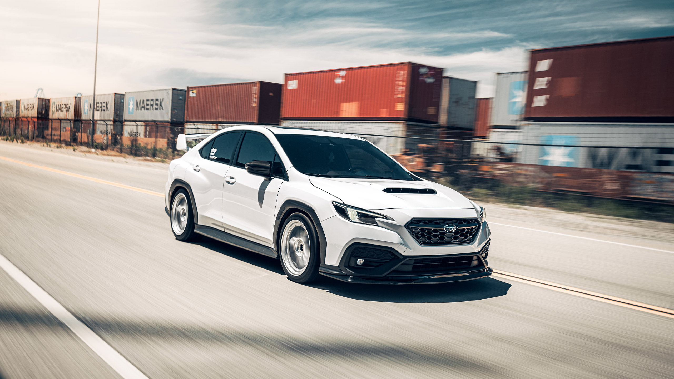 white vb subaru wrx long beach port